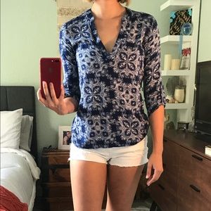 Deep V floral Blouse